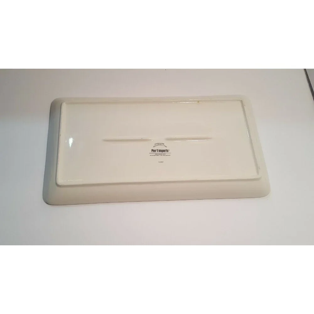 Pier 1 Imports Rectangle Plate Serving Tray Platter Stoneware 14x7